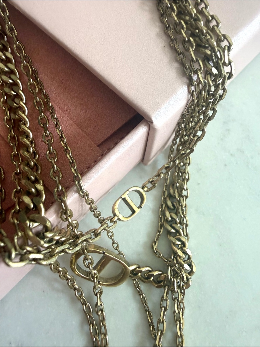 Dior Layered Gold-Tone Charm Necklace with Star and CD accents - Picture 3 of 8